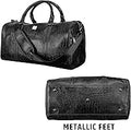 Michael Kors Bedford Travel XL weekender bag in metallic crocodile-embossed leather.