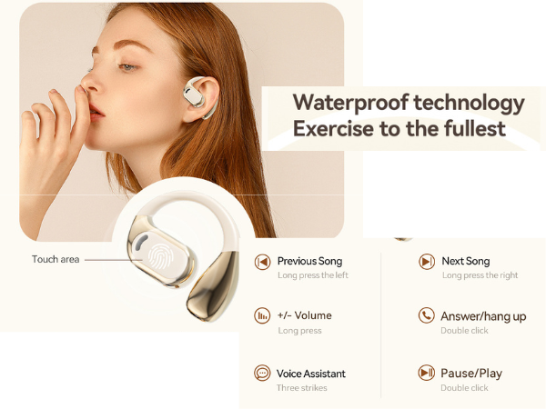 beige wireless in-ear headphones