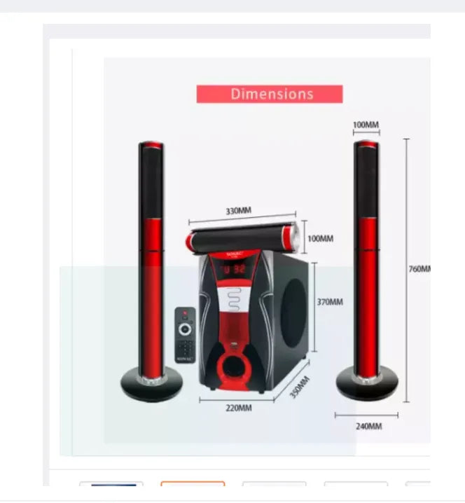 SONAC TG-Q03A 3.1 channel home theater system.