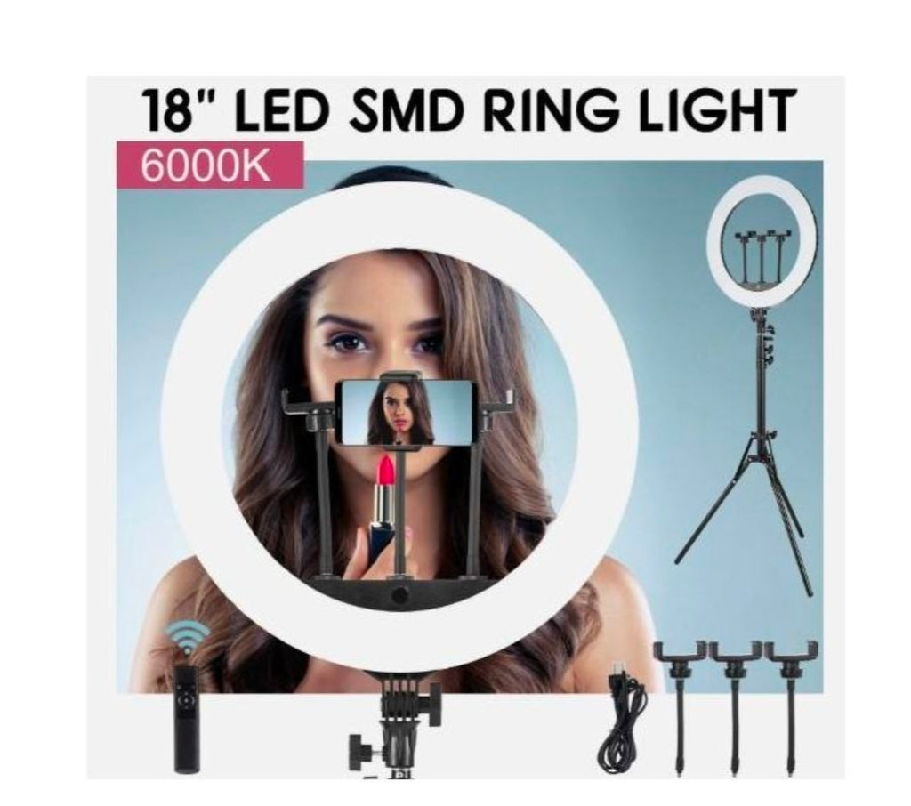 RGB ring light 18 inches with tripod stand (2700k-7000k) for phone,camera, ipad, live streaming & video recording