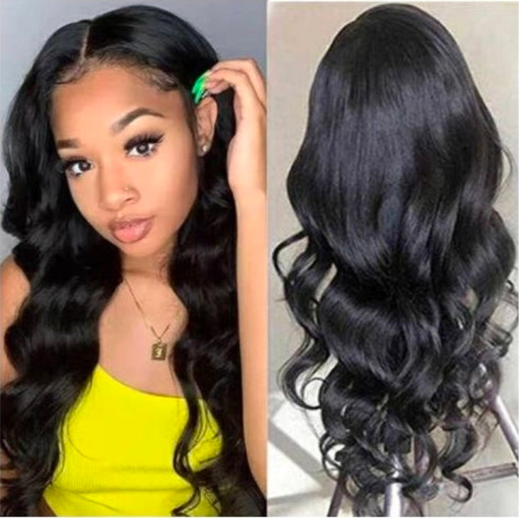 Women long weave curly wig women's hair-black