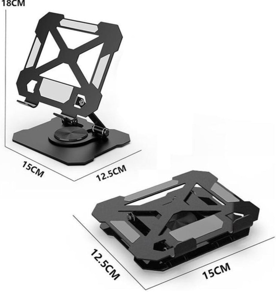 Portable foldable computer lifting risers laptop desk stand 360 degree rotation base for reading and videos watching black
