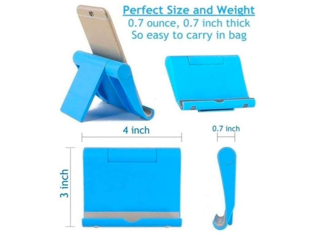 Portable phone holder adjustable phone stand &i pad stand holder, multi functional foldable lazy person desktop phone holder blue
