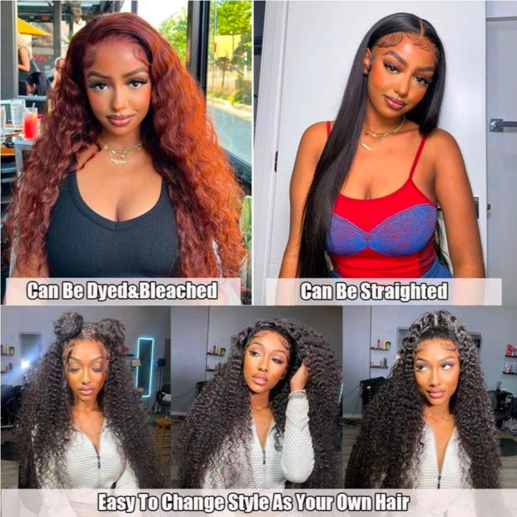 Deep wave lace front wigs HD transparent deep lace curly frontal glueless wigs
