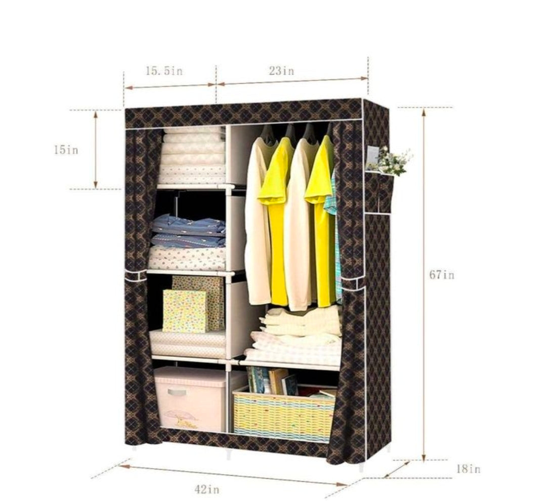 Duo color black gold portable closet wardrobe, large capacity storage organizer for bedroom & dorm
