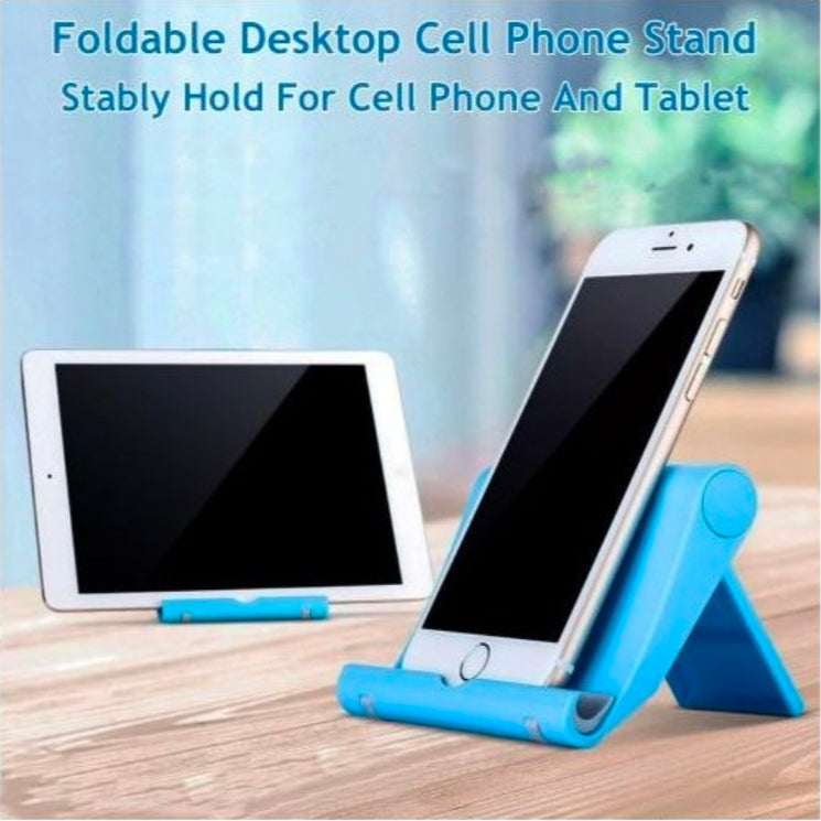 Portable phone holder adjustable phone stand &i pad stand holder, multi functional foldable lazy person desktop phone holder blue