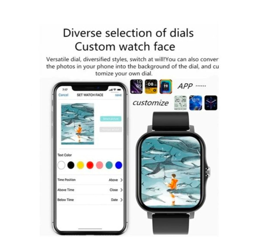 Full touch screen smart watch health detection -gold