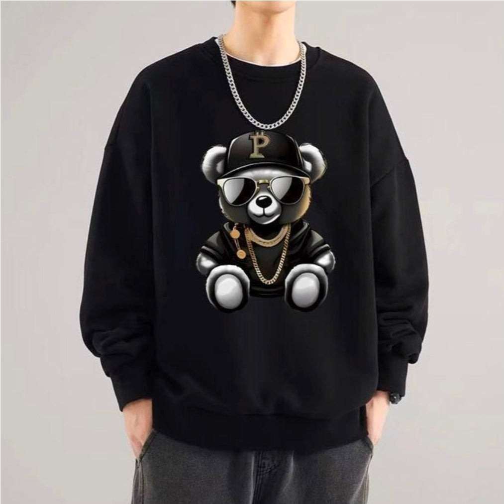 Trophy mens sweatshirt casual long sleeve T shirt black pocket