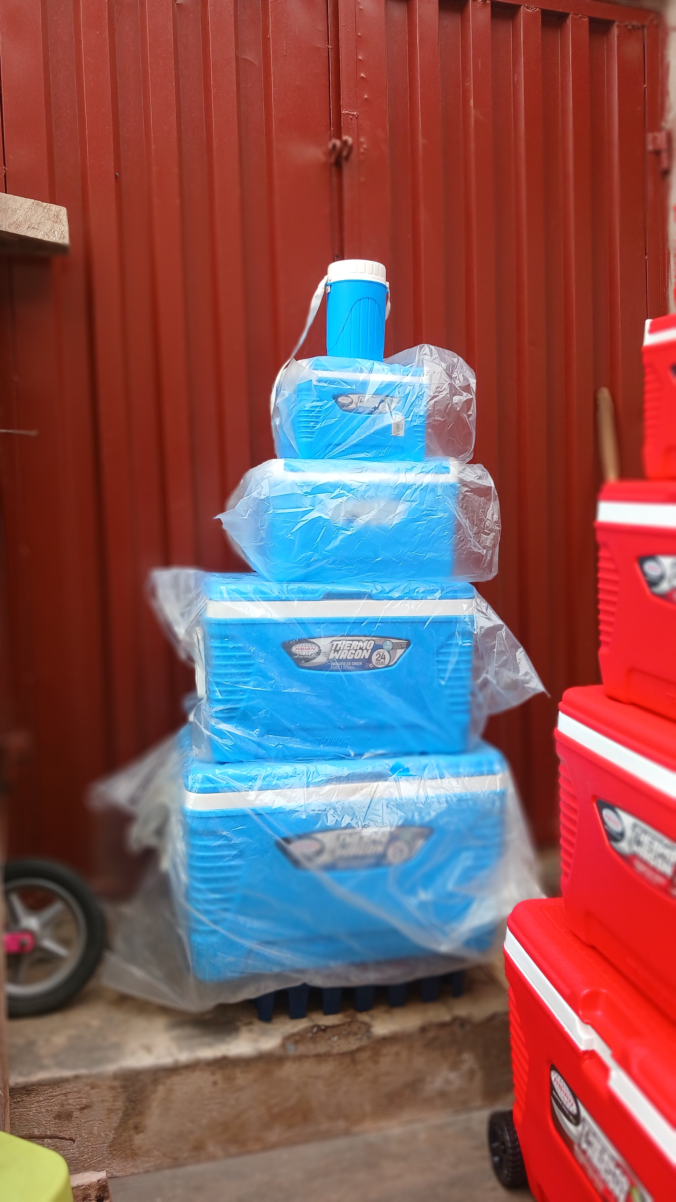 set of Asian Thermo Wagon insulated ice coolers,