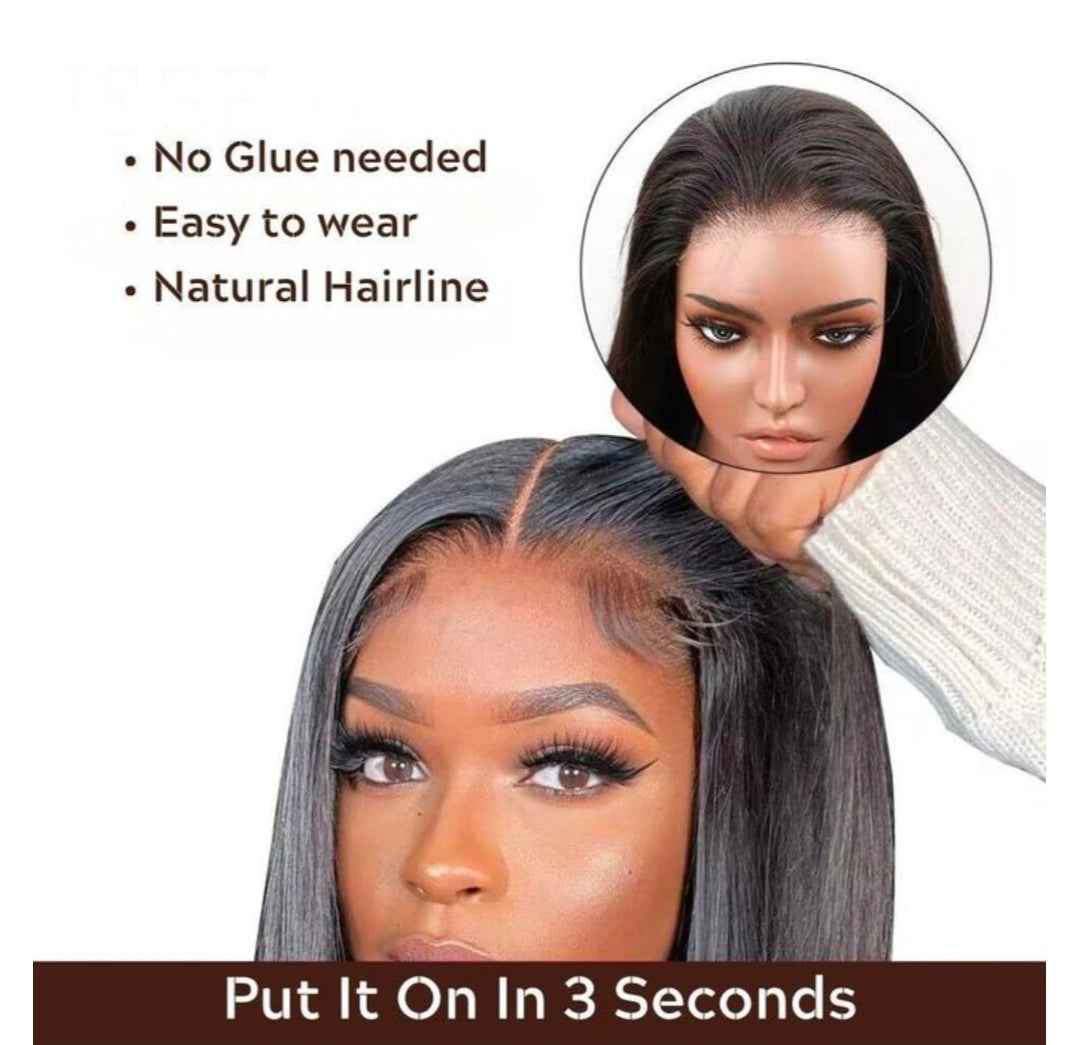 Iyooyoo women fashion wig long straight hair dark and brown easy to wear gift for her