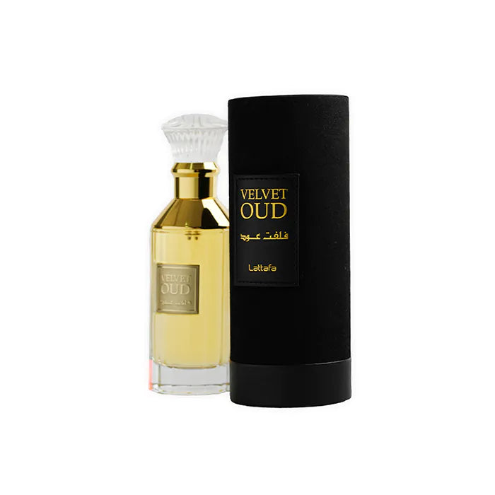 Lattafa Velvet Oud Eau de Parfum, a unisex fragrance.