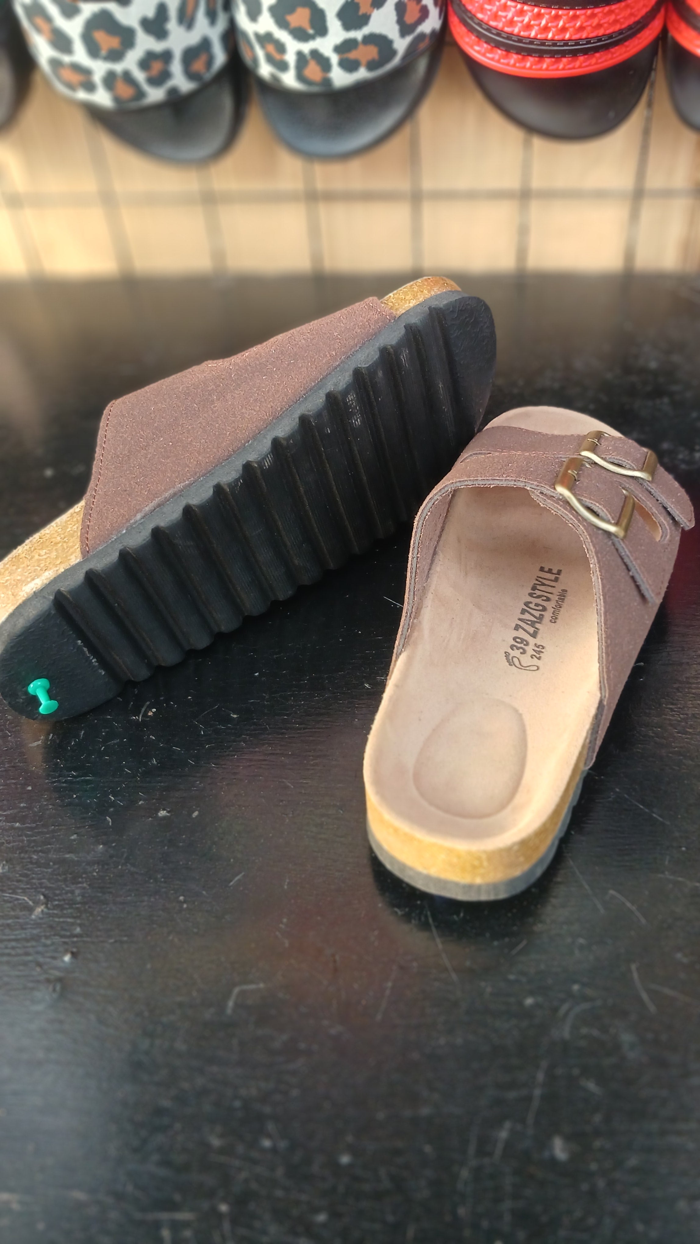Beck slippers double strap brown