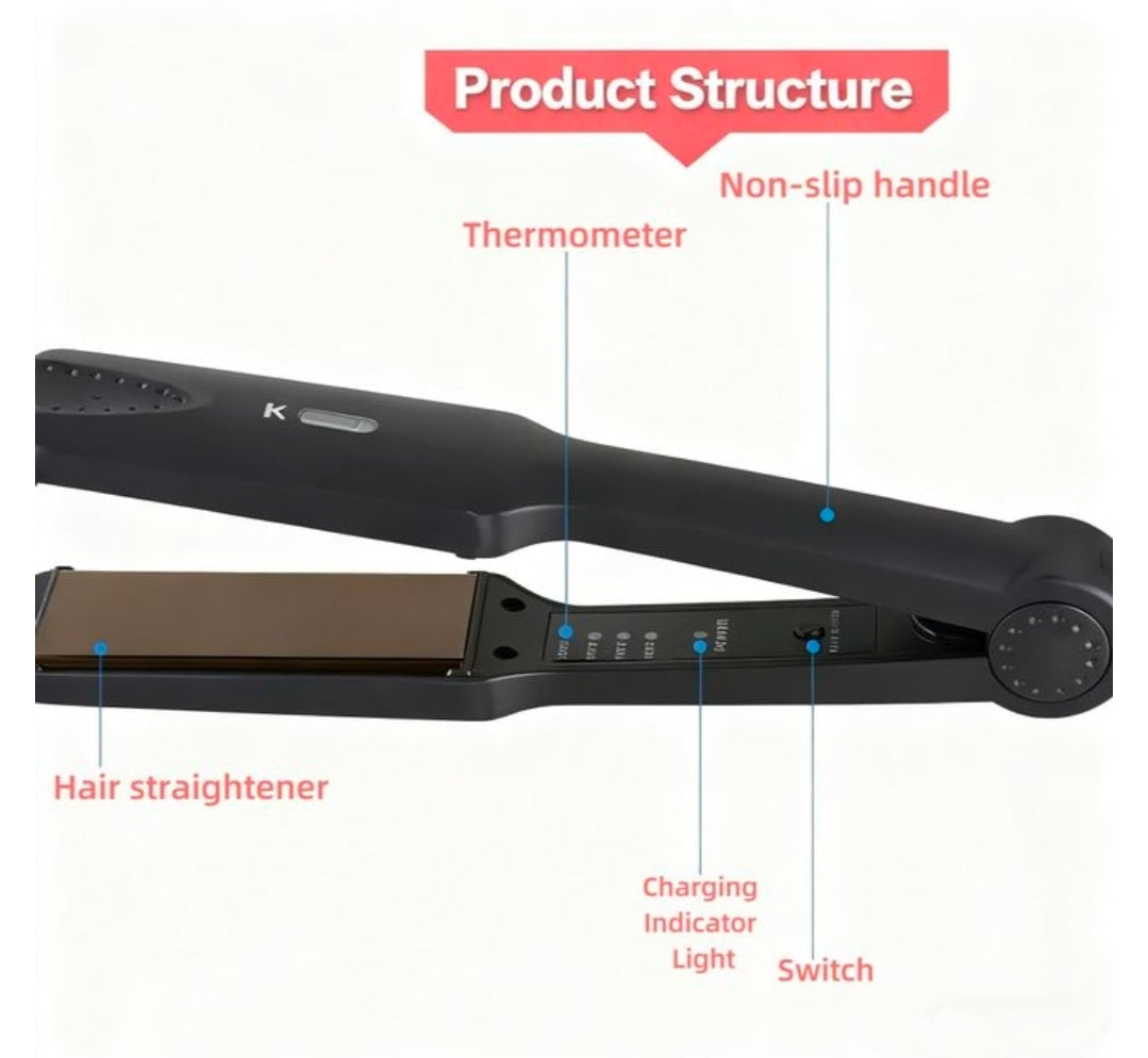 black ceramic flat iron or professional hair straightener,