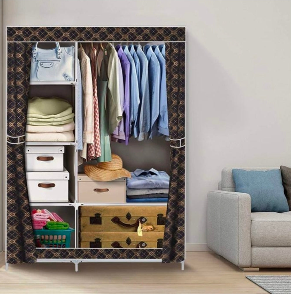 Duo color black gold portable closet wardrobe, large capacity storage organizer for bedroom & dorm