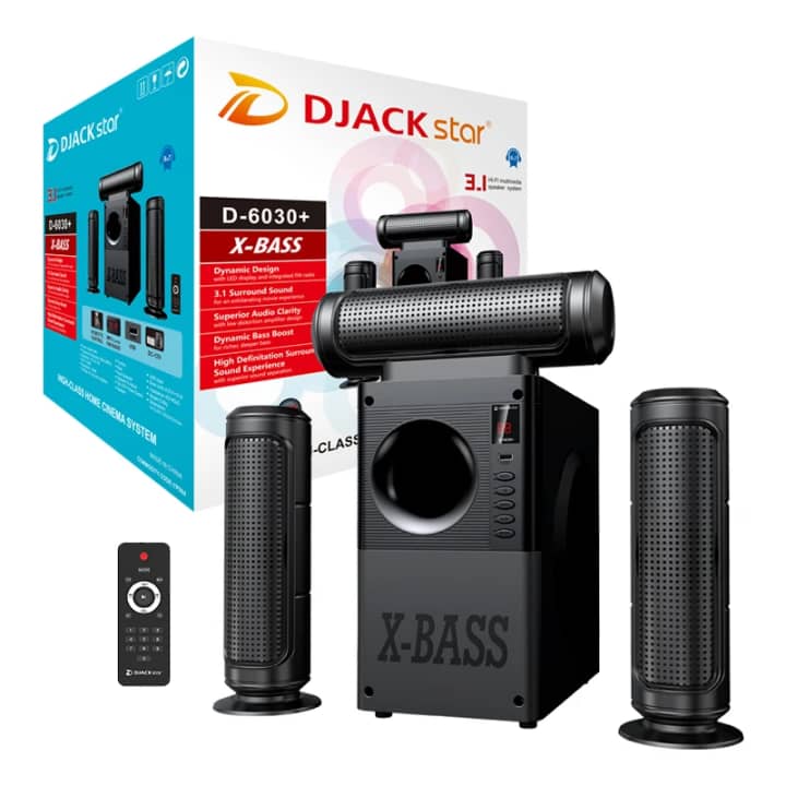 Djack Star D-6030+ X-Bass 3.1 Channel Multimedia Home Theater System.
