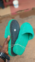 casual green textile slippers