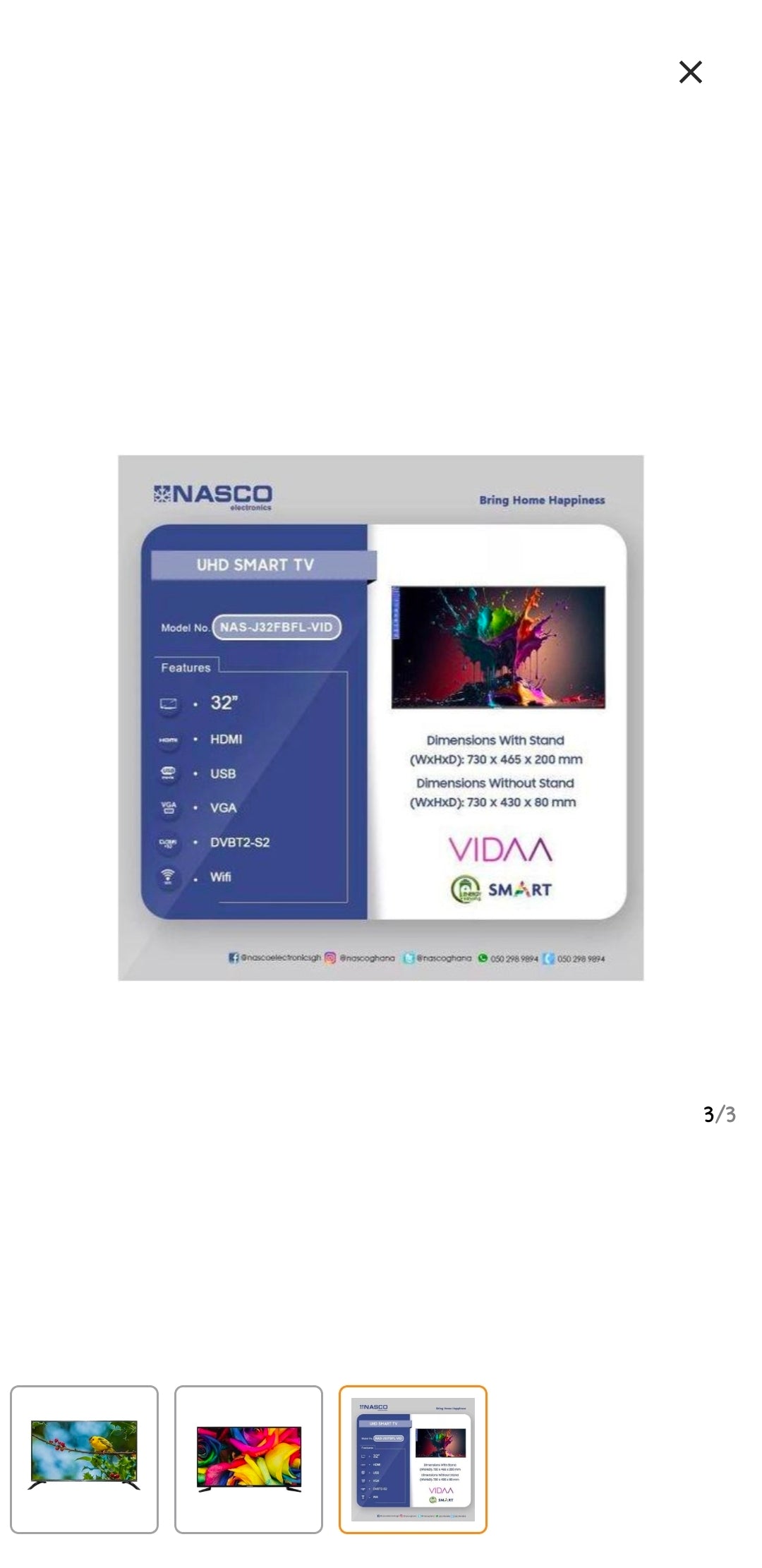 Nasco NAS -J32FBFL-Digital satellite TV 32 black