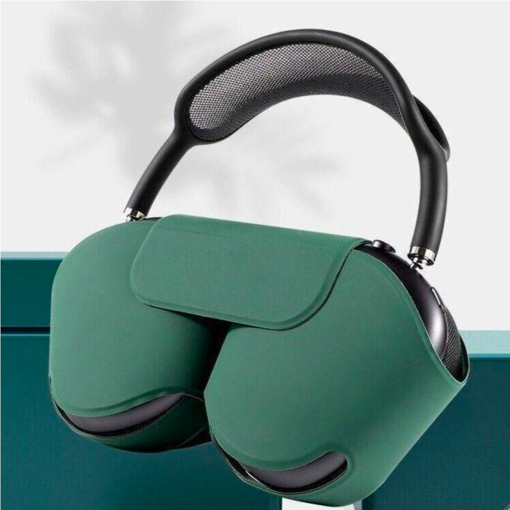 Pods max headphones with leather protective case portable carry smart travel case black