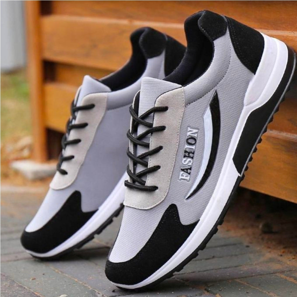 AIDIALU men's breathable comfortable sneakers lace up hiking shoes -gray