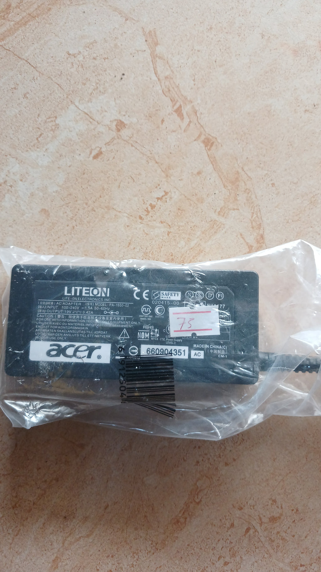 Acer laptop charger black