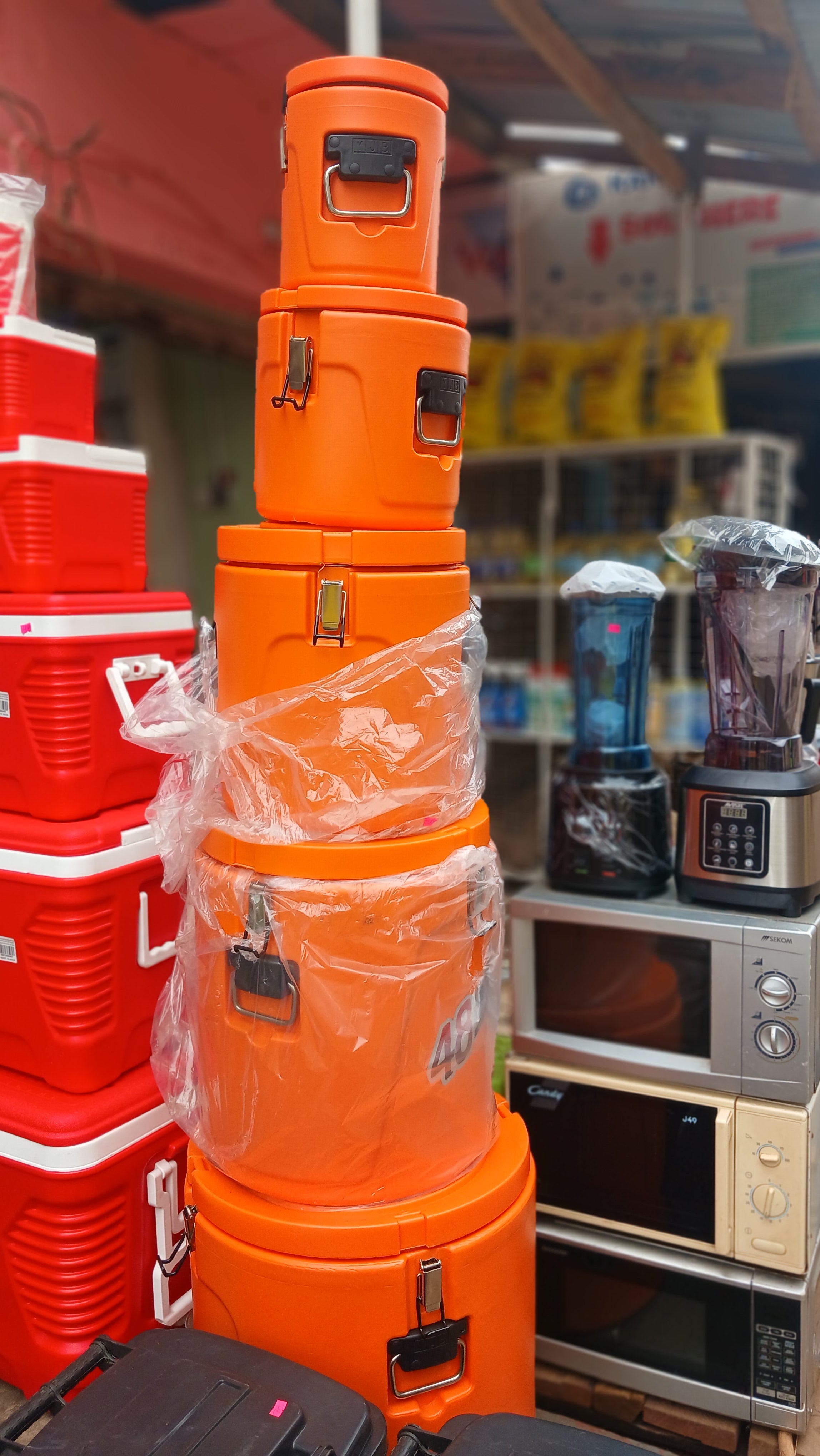 set of Asian Thermo Wagon insulated ice coolers,