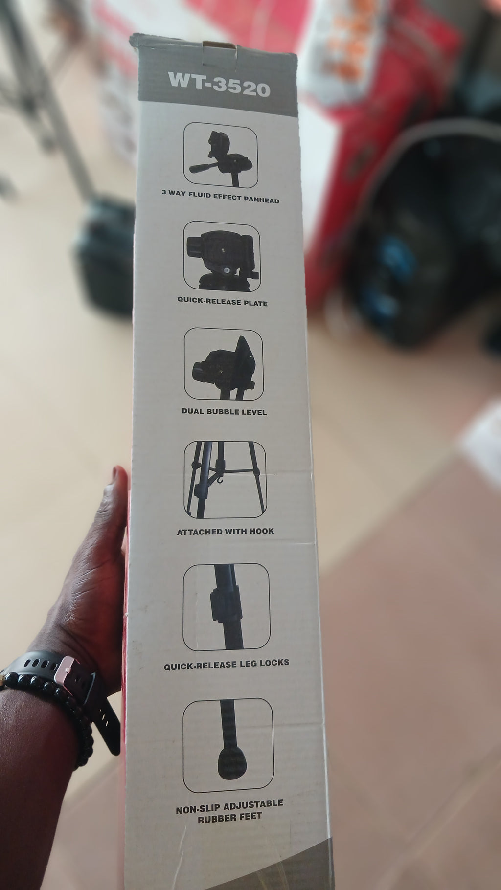 multipurpose 5ft tripod stand with a phone holder -black