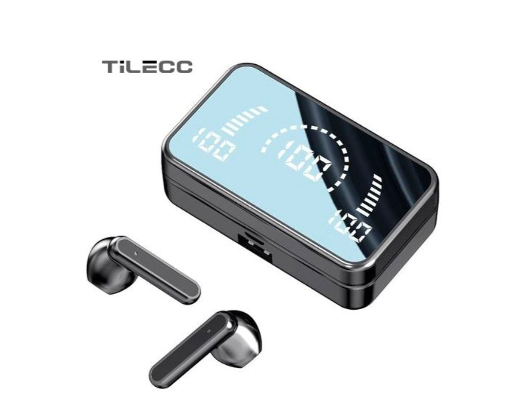 Tillecc wireless Bluetooth Ear phones S20 with touch led stereo audio-black